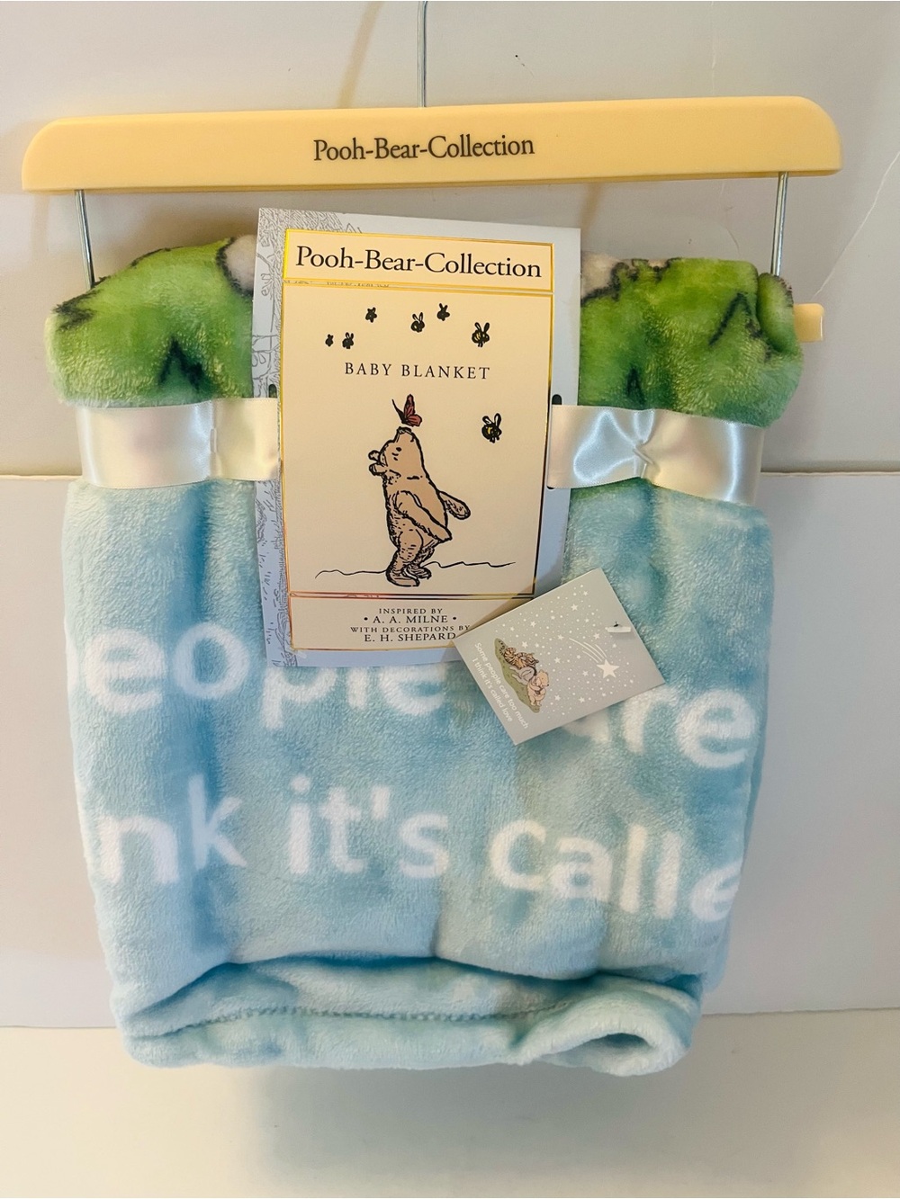 Winnie the Pooh Bear Collection Blue Baby Blanket Tigger Eeyore Piglet Care Love